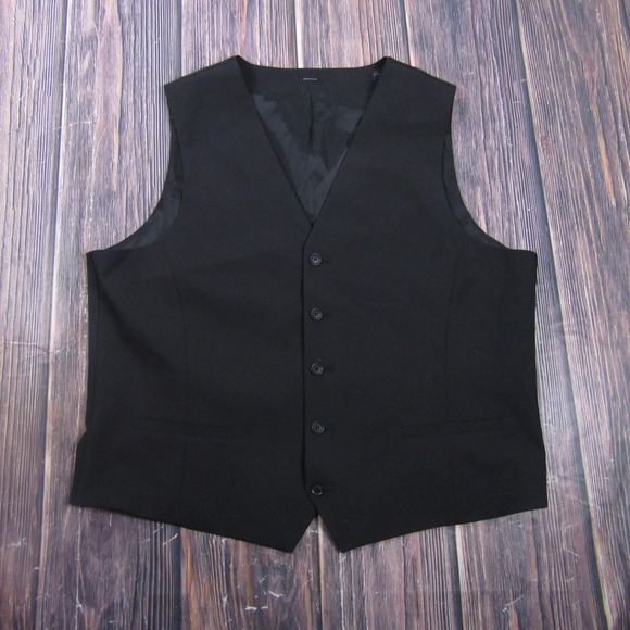 J. Ferrar Other - Suit Vest J. Ferrar Mens XL Black Solid Polyester Spandex 3 Piece Slim Belted